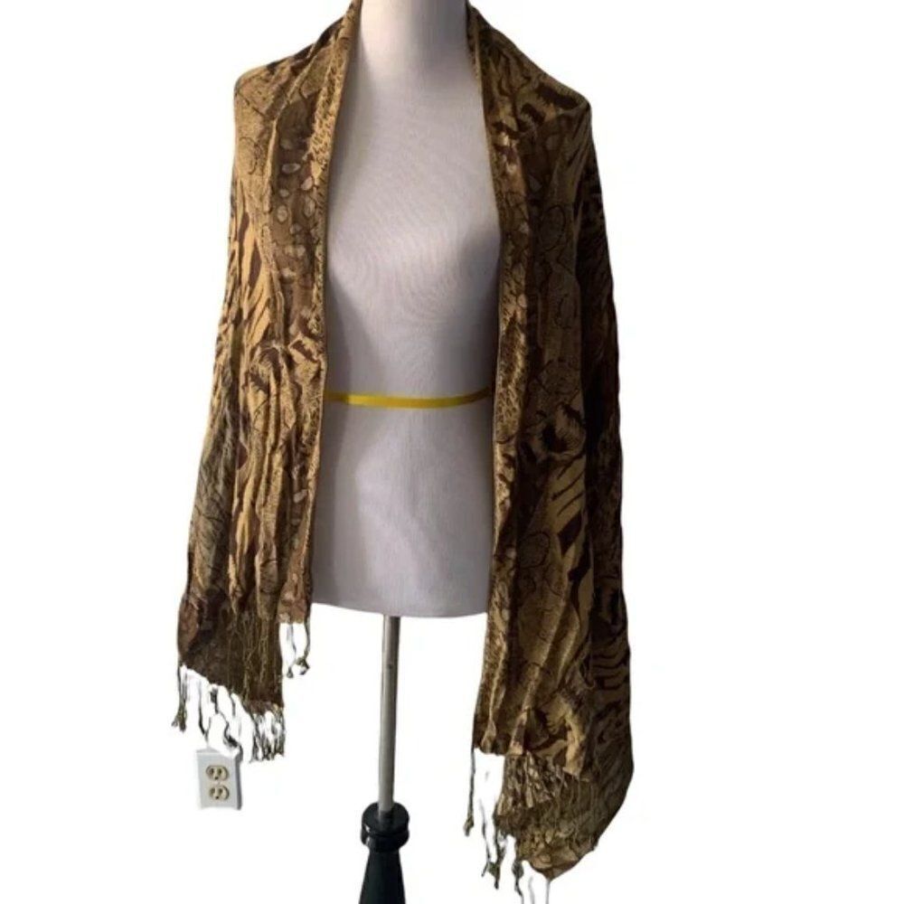 Animal Print Fringe Wrap